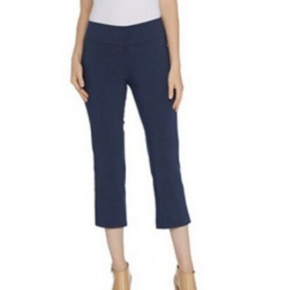 Martha Stewart Pants - Martha Stewart Stretch Twill Crop Pants with Back Slits Blue   10583